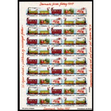 1985. Danmark. Julemærker, ufoldet og udtakket helark. Danmarks første futtog.